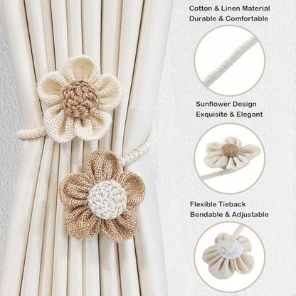 Embrasses de rideaux Flora - Motif floral, ensemble de 2 pièces