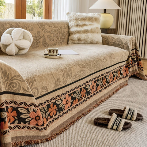 Fleur Sofa Cover - Soft Chenille, Floral Design