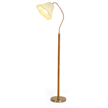 Floral Fabric Shade Standing Lamp 62 inches Tall Cream & Walnut Finish for Bedroom Living Room Corner Reading Nook Ambient Lighting E26 Sock
