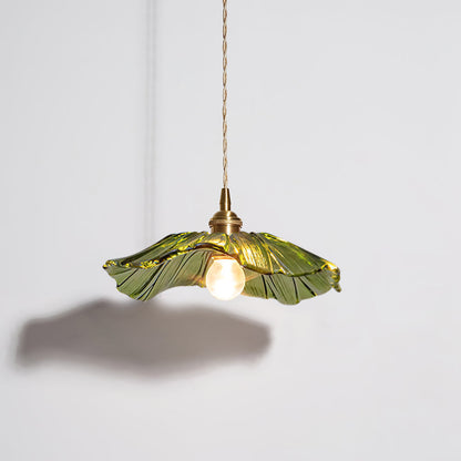 Glass Floral Pendant Ceiling Light 11 in Clear Copper Kitchen Island Dining Room Hanging Lamp E27 Fixture Vintage Style Decorative Lighting