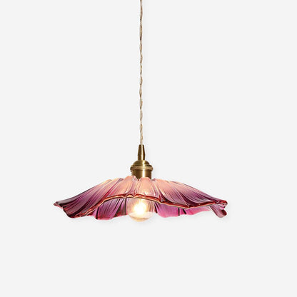 Glass Floral Pendant Ceiling Light 11 in Clear Copper Kitchen Island Dining Room Hanging Lamp E27 Fixture Vintage Style Decorative Lighting