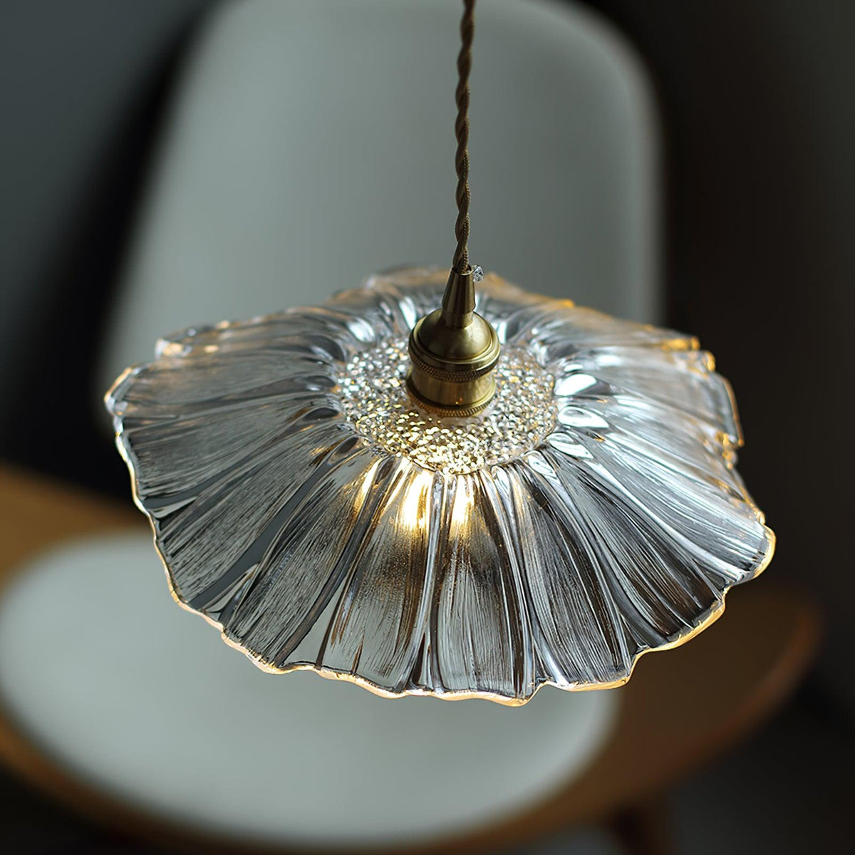 Glass Floral Pendant Ceiling Light 11 in Clear Copper Kitchen Island Dining Room Hanging Lamp E27 Fixture Vintage Style Decorative Lighting