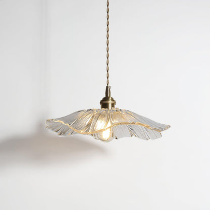 Glass Floral Pendant Ceiling Light 11 in Clear Copper Kitchen Island Dining Room Hanging Lamp E27 Fixture Vintage Style Decorative Lighting