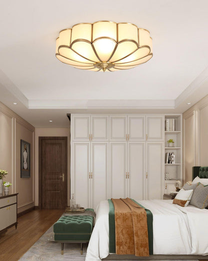 Brass Ceiling Light Flush Mount Frosted Glass Multi-Arm for Bedroom Study Living Room Modern Semi-Flush Home Indoor Accent Lighting