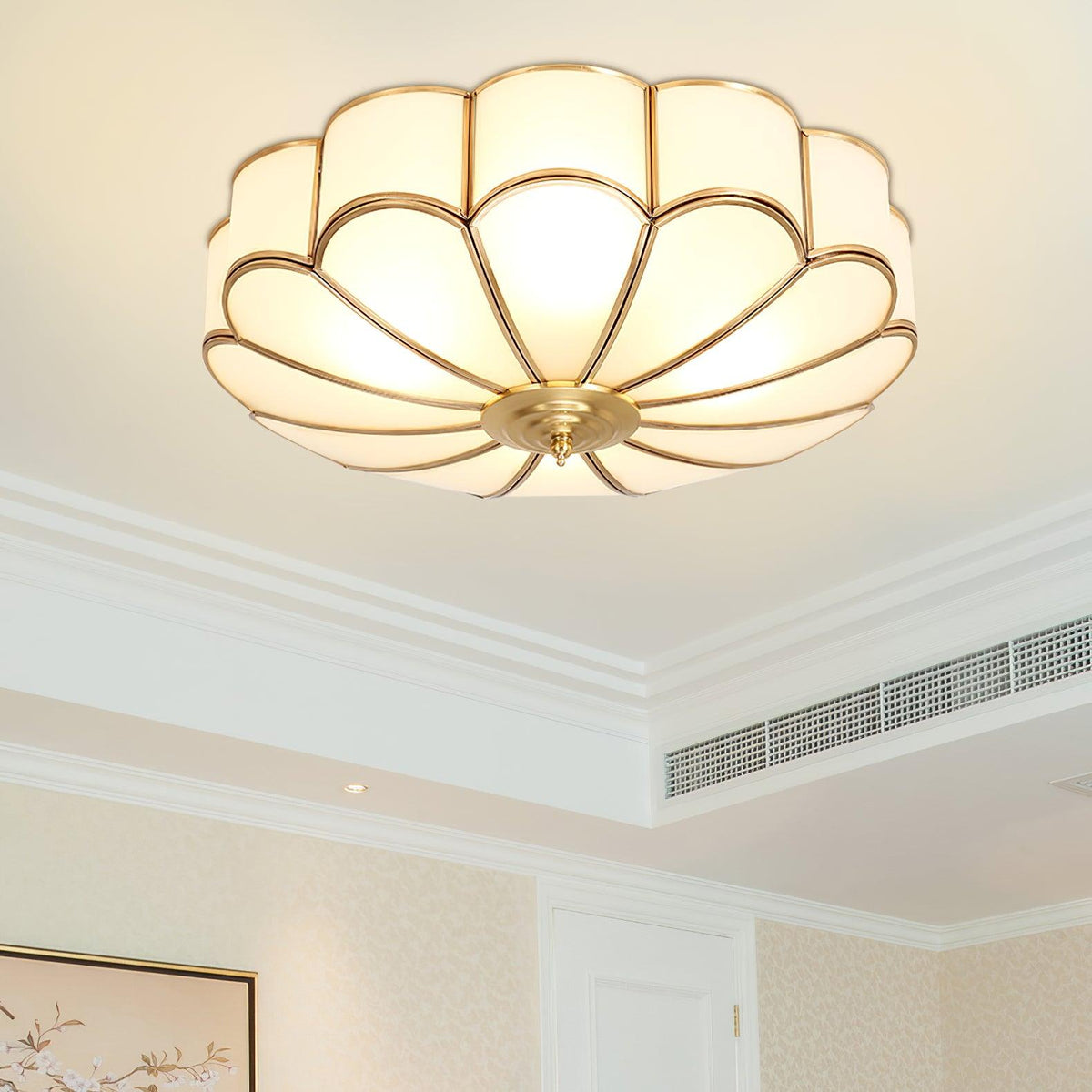 Brass Ceiling Light Flush Mount Frosted Glass Multi-Arm for Bedroom Study Living Room Modern Semi-Flush Home Indoor Accent Lighting