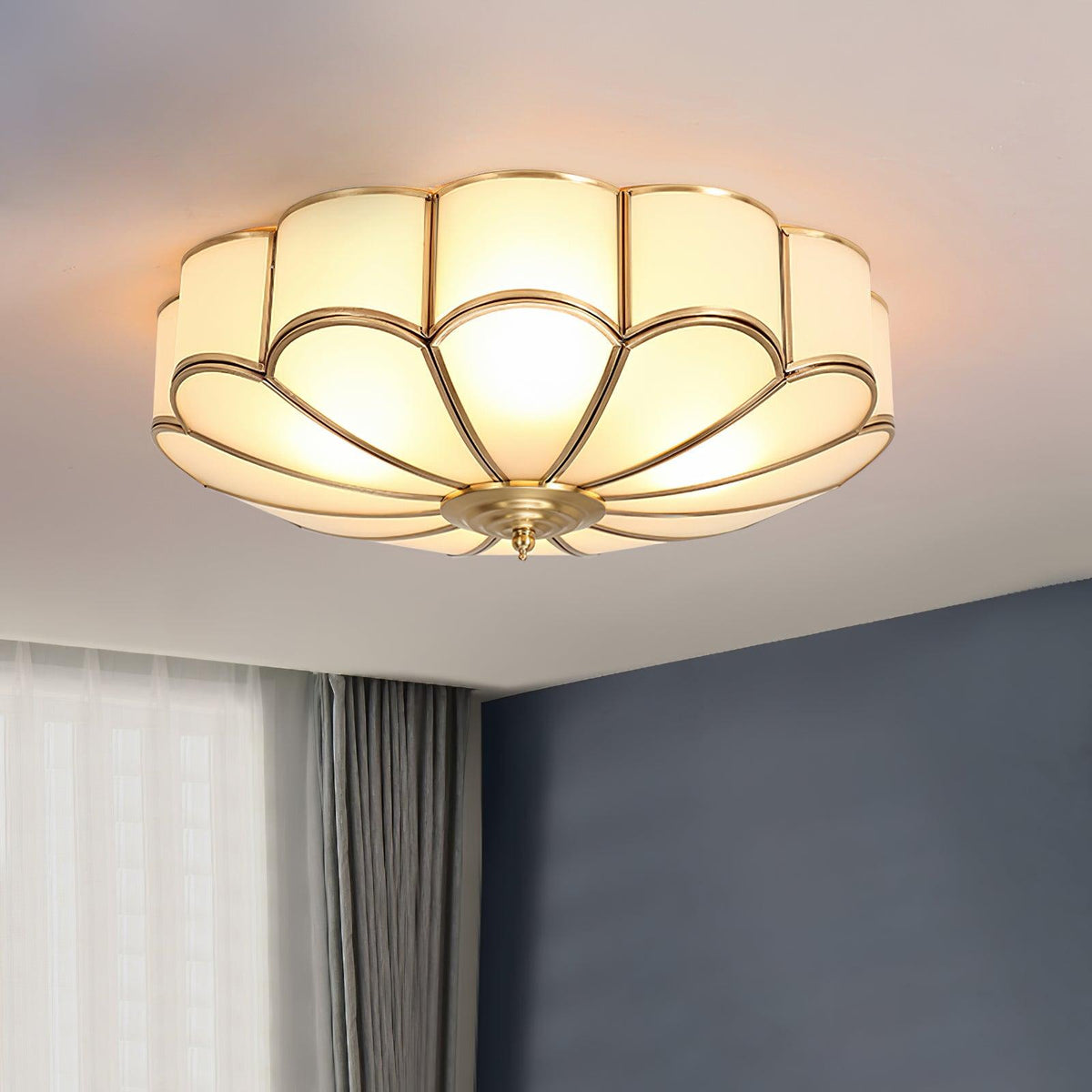 Brass Ceiling Light Flush Mount Frosted Glass Multi-Arm for Bedroom Study Living Room Modern Semi-Flush Home Indoor Accent Lighting