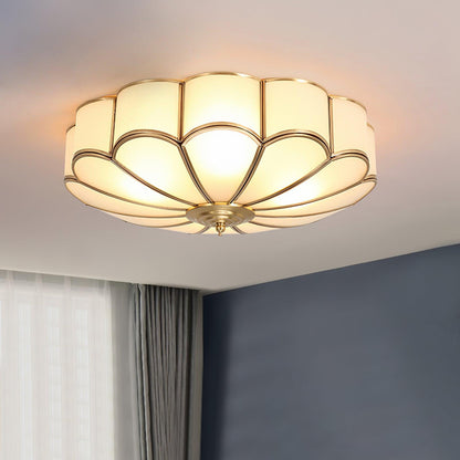 Brass Ceiling Light Flush Mount Frosted Glass Multi-Arm for Bedroom Study Living Room Modern Semi-Flush Home Indoor Accent Lighting