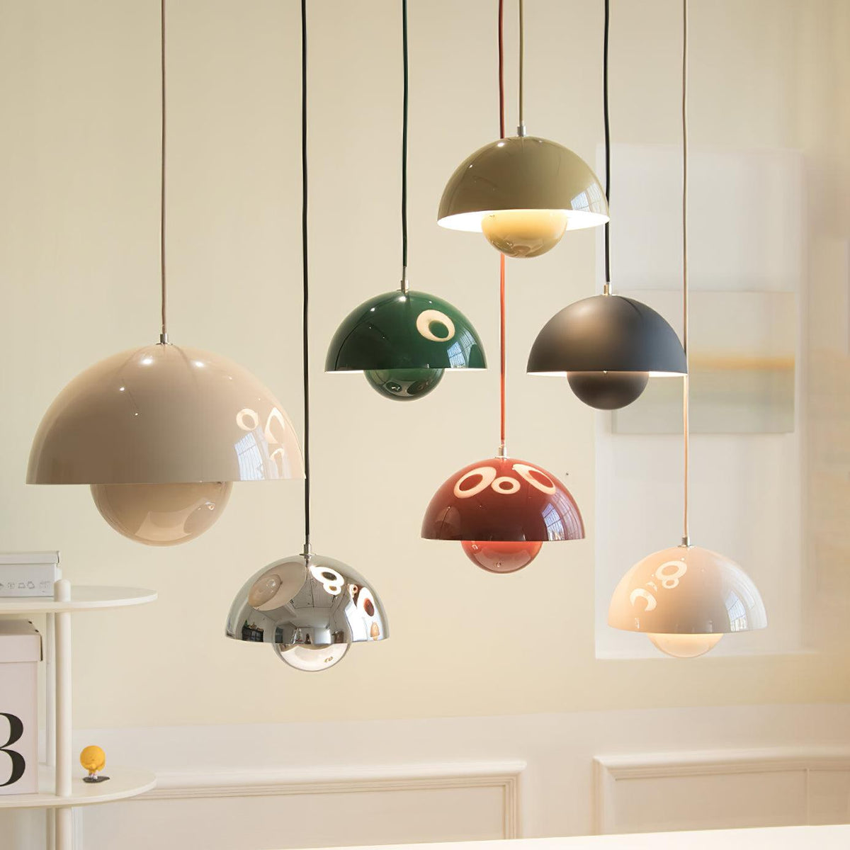 Geometric Aluminum Hanging Fixture 9 Inch Matte Modern Overhead Illumination for Kitchen Dining Room Entry