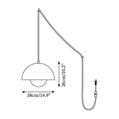 Aluminum Overhead Fixture 9 in Dome Shade Adjustable Cord Contemporary Lighting Kitchen Dining Room Island Ceiling Lamp Geometric Hemisphere