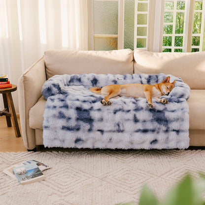 Ultra-Plush Pet Couch Cover & Cushion Mat for Dogs and Cats - Washable Non-Slip Furniture Protector Throw Blanket with Deep Pile Faux Fur