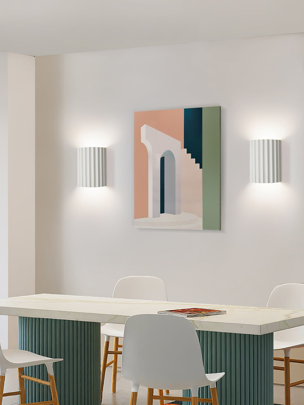 Textured Resin Sconce 5.5 in Bidirectional LED Fixture White Gray Green Orange for Hallway Bedroom Entryway Modern Ambient Wall Lighting G9