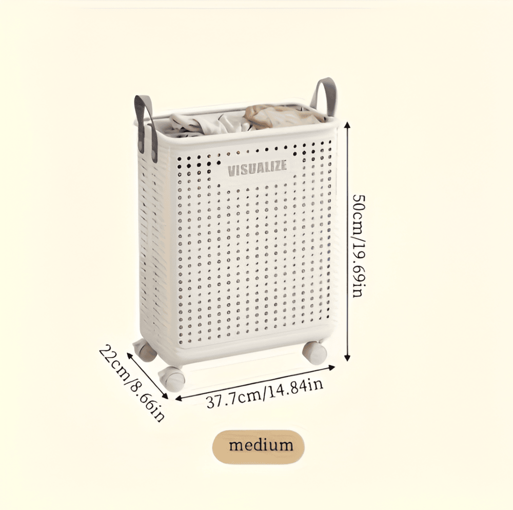 FoldEase | Collapsible Laundry Basket with Wheels & Space-Saving Design | Durable Storage Solution for Easy Transport