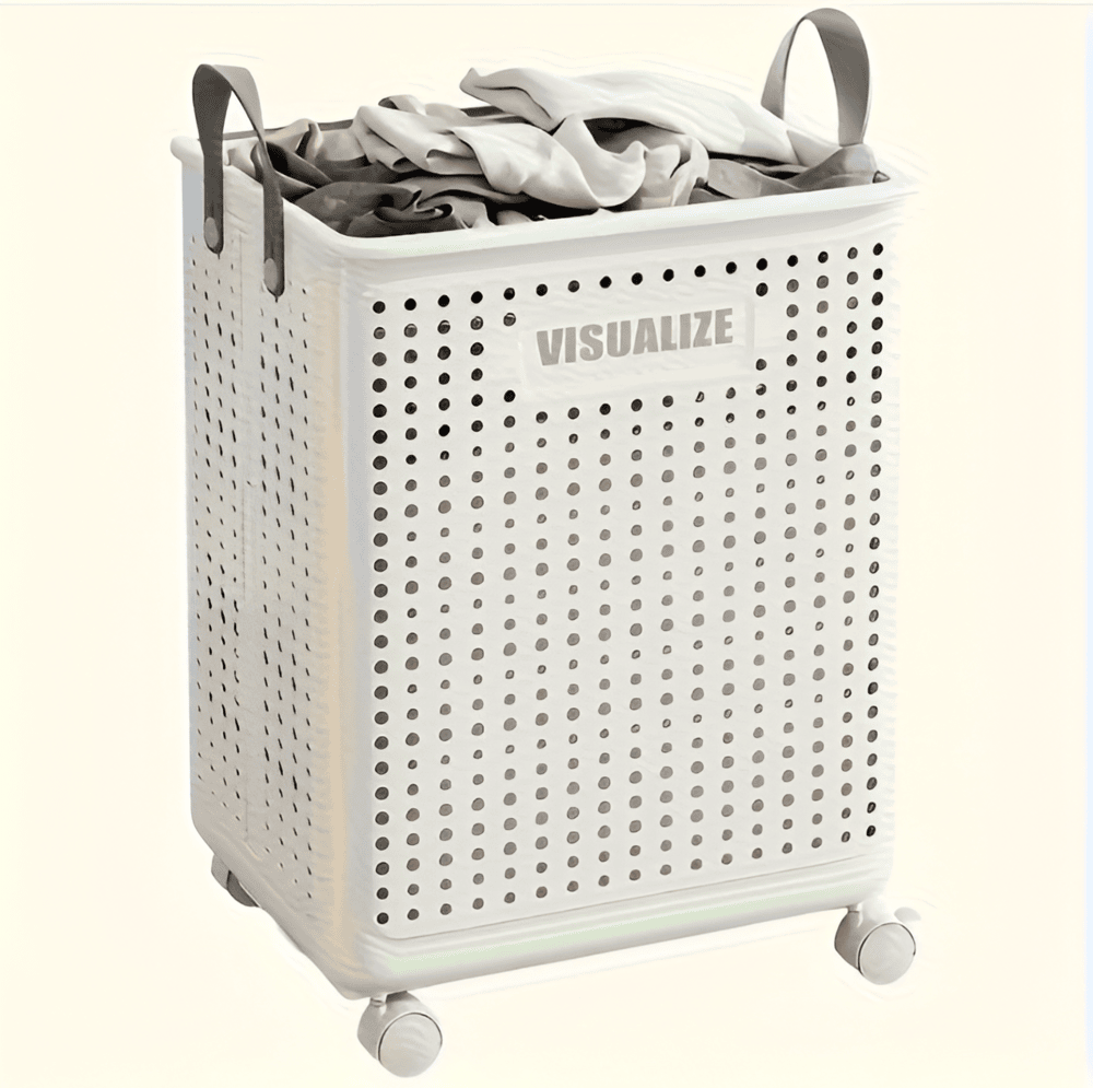 FoldEase | Collapsible Laundry Basket with Wheels & Space-Saving Design | Durable Storage Solution for Easy Transport