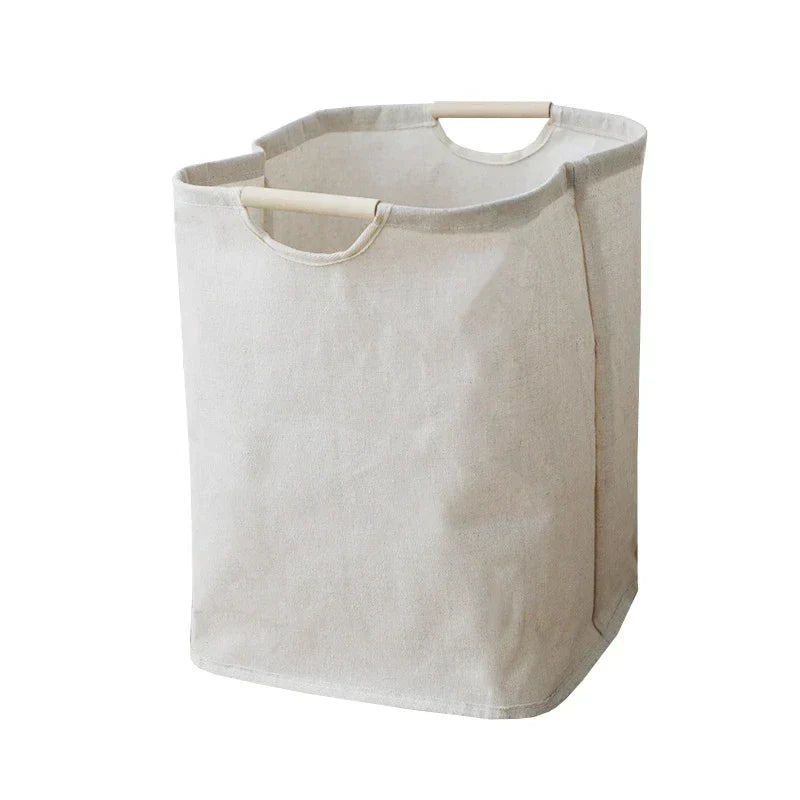Collapsible Cotton-Linen Laundry Hamper with Handles for Bedroom, Bathroom & Closet Storage