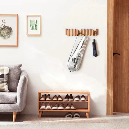 Foldable Wall Hook in Beech and Walnut Wood – Space-Saving Design for Coats and Accessories