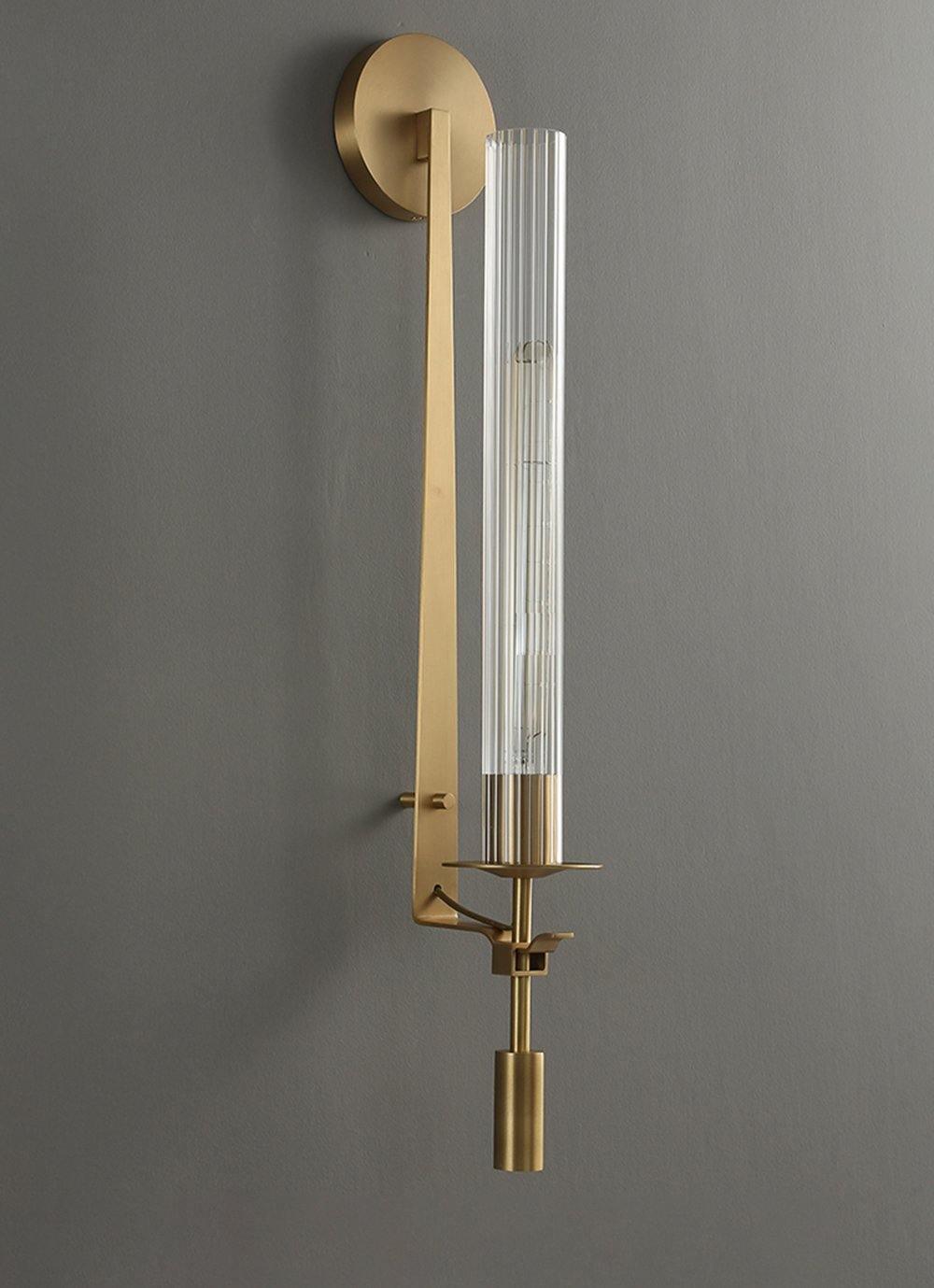 Wall-Mount Light Fixture 28 Inches Clear Glass Tubes Metal Frame E26 Base for Hallways Bedrooms Living Rooms Entryways Contemporary Industri