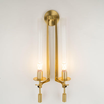 Wall-Mount Light Fixture 28 Inches Clear Glass Tubes Metal Frame E26 Base for Hallways Bedrooms Living Rooms Entryways Contemporary Industri