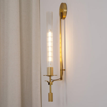 Wall-Mount Light Fixture 28 Inches Clear Glass Tubes Metal Frame E26 Base for Hallways Bedrooms Living Rooms Entryways Contemporary Industri