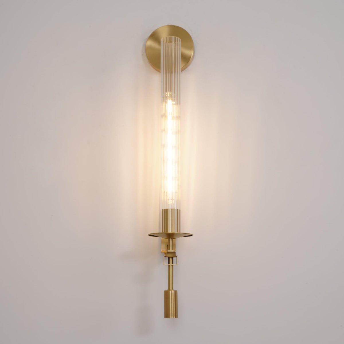 Wall-Mount Light Fixture 28 Inches Clear Glass Tubes Metal Frame E26 Base for Hallways Bedrooms Living Rooms Entryways Contemporary Industri
