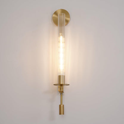 Wall-Mount Light Fixture 28 Inches Clear Glass Tubes Metal Frame E26 Base for Hallways Bedrooms Living Rooms Entryways Contemporary Industri