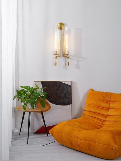 Wall-Mount Light Fixture 28 Inches Clear Glass Tubes Metal Frame E26 Base for Hallways Bedrooms Living Rooms Entryways Contemporary Industri