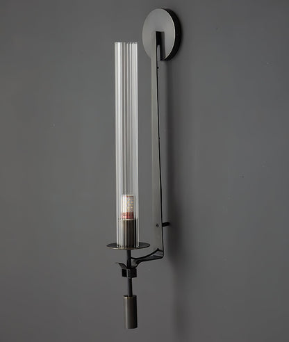 Wall-Mount Light Fixture 28 Inches Clear Glass Tubes Metal Frame E26 Base for Hallways Bedrooms Living Rooms Entryways Contemporary Industri