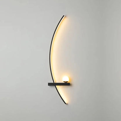 Curved LED Sconce Aluminum Arc Light for Bedroom Hallway Living Room Modern Accent Lighting Fixture Black Gold Finish Wall Mount Indoor Illu