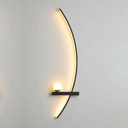 Curved LED Sconce Aluminum Arc Light for Bedroom Hallway Living Room Modern Accent Lighting Fixture Black Gold Finish Wall Mount Indoor Illu