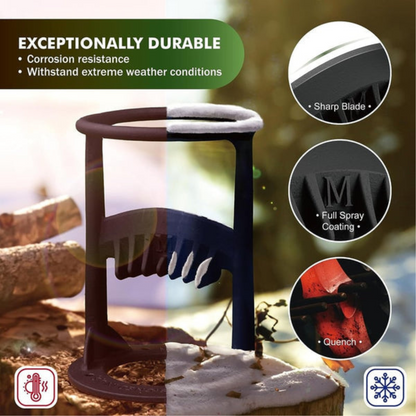 Manual Log Splitter Wedge for Firewood Splitting - Heavy Duty Cast Iron Wood Kindling Splitter Tool for Fireplace, Campfire, and Outdoor Use