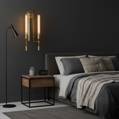 Wall-Mount Light Fixture 28 Inches Clear Glass Tubes Metal Frame E26 Base for Hallways Bedrooms Living Rooms Entryways Contemporary Industri