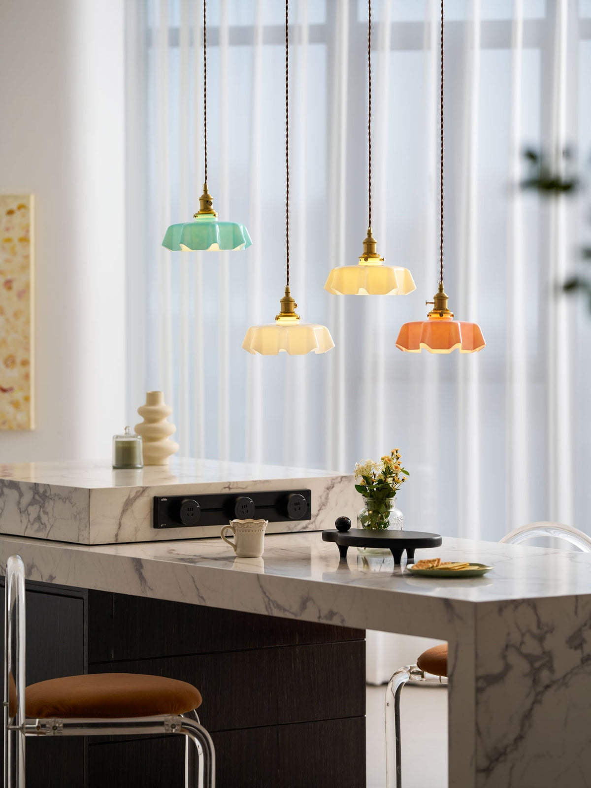 Hanging Ceiling Light Fixture Textured Dome Shade White Beige Pink Blue for Kitchen Island Dining Room Adjustable Height Indoor Pendant Lamp