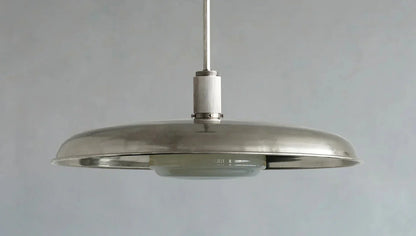 Hand-Spun Brass Pendant Light with Handblown Glass Shade in 5 Finishes – 16, 24 or 34 Inch Round Ceiling Light for Dining Room Kitchen