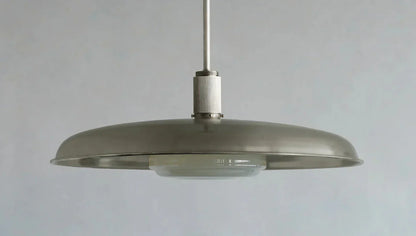 Hand-Spun Brass Pendant Light with Handblown Glass Shade in 5 Finishes – 16, 24 or 34 Inch Round Ceiling Light for Dining Room Kitchen