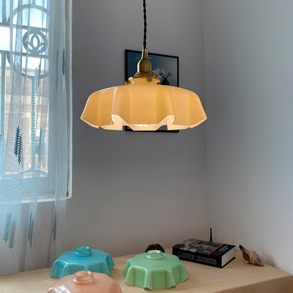 Hanging Ceiling Light Fixture Textured Dome Shade White Beige Pink Blue for Kitchen Island Dining Room Adjustable Height Indoor Pendant Lamp