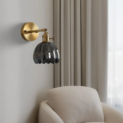 Adjustable Glass Sconce 8-Inch Tulip Shade for Bedroom Hallway Living Room Corner Accent Lighting E27 Socket Rotatable Design