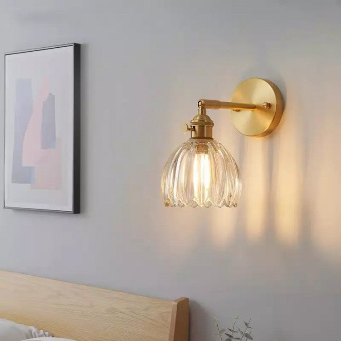 Adjustable Glass Sconce 8-Inch Tulip Shade for Bedroom Hallway Living Room Corner Accent Lighting E27 Socket Rotatable Design