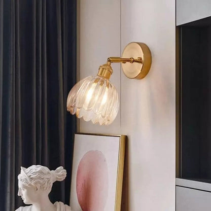 Adjustable Glass Sconce 8-Inch Tulip Shade for Bedroom Hallway Living Room Corner Accent Lighting E27 Socket Rotatable Design