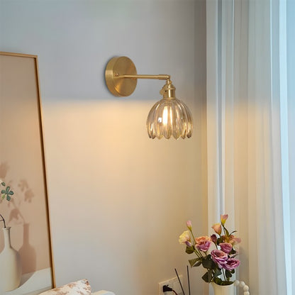 Adjustable Glass Sconce 8-Inch Tulip Shade for Bedroom Hallway Living Room Corner Accent Lighting E27 Socket Rotatable Design
