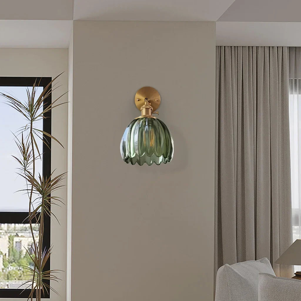 Adjustable Glass Sconce 8-Inch Tulip Shade for Bedroom Hallway Living Room Corner Accent Lighting E27 Socket Rotatable Design