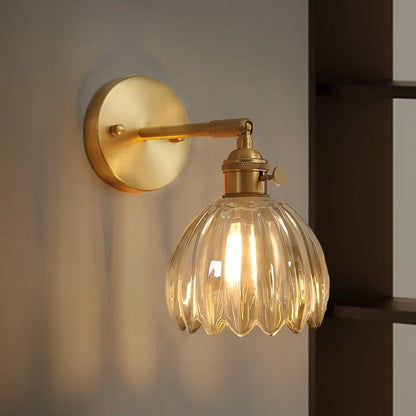 Adjustable Glass Sconce 8-Inch Tulip Shade for Bedroom Hallway Living Room Corner Accent Lighting E27 Socket Rotatable Design