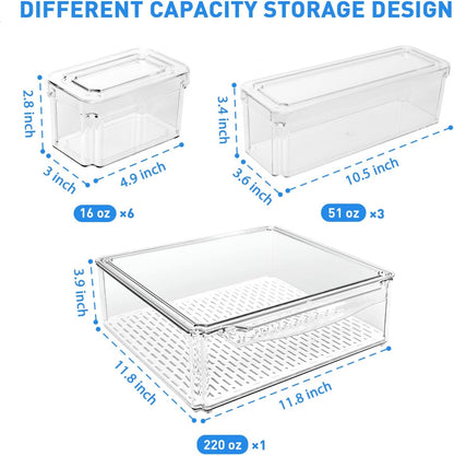 Fridge Organizer Set | Stackable BPA-Free Refrigerator Organizer Bins for Efficient Food Storage