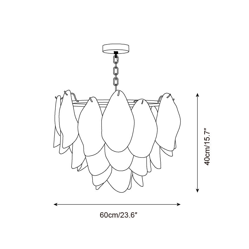 Tiered Glass Petal Ceiling Light Gold Metal Frame for Dining Rooms Living Rooms Foyers Adjustable 20-39 Inch Multi-Level Ambient Fixture