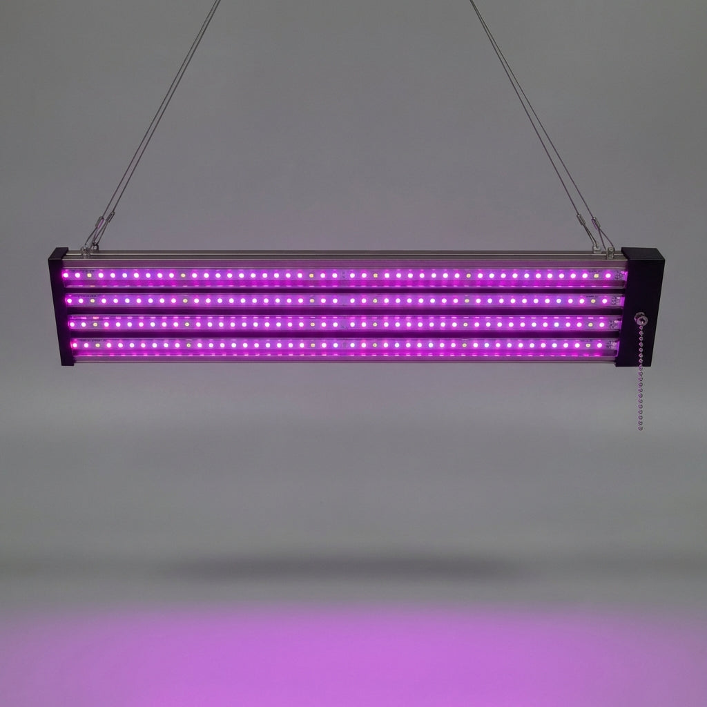 Overhead LED Plant Light Panel Dimmable Pull-Chain Full-Spectrum Hanging Fixture for Indoor Herb Gardens Vegetables Seedlings Adjustable Hei
