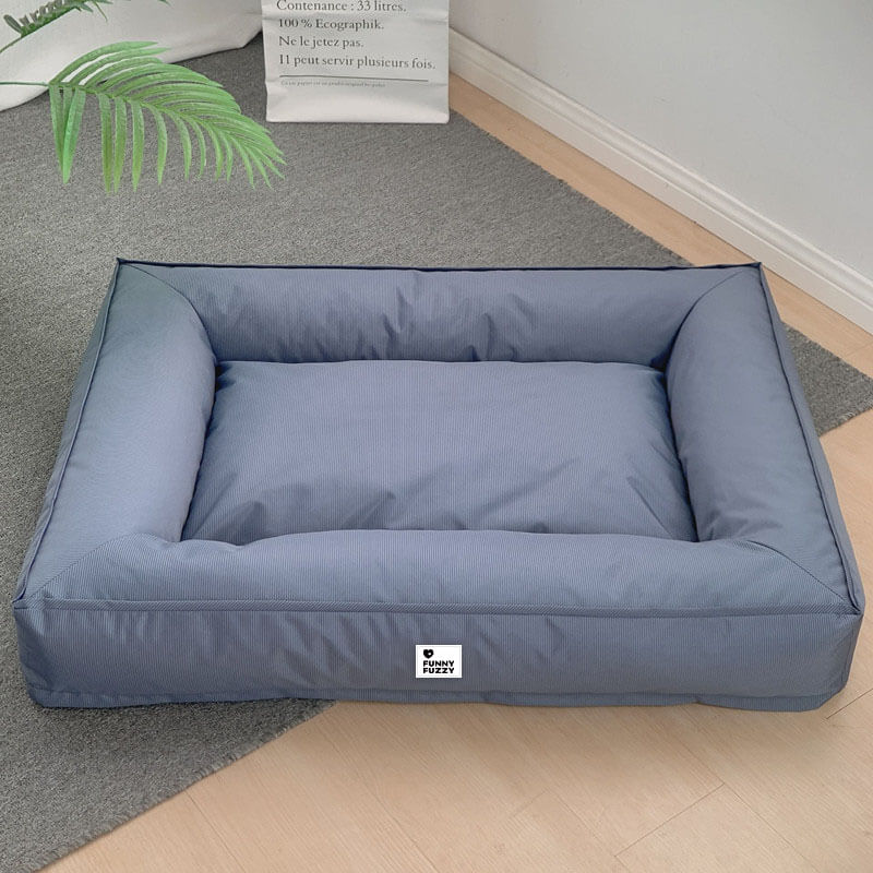Raised-Edge Bolster Dog Bed with Joint-Relief Foam & Liquid-Proof Cover for Large Breeds