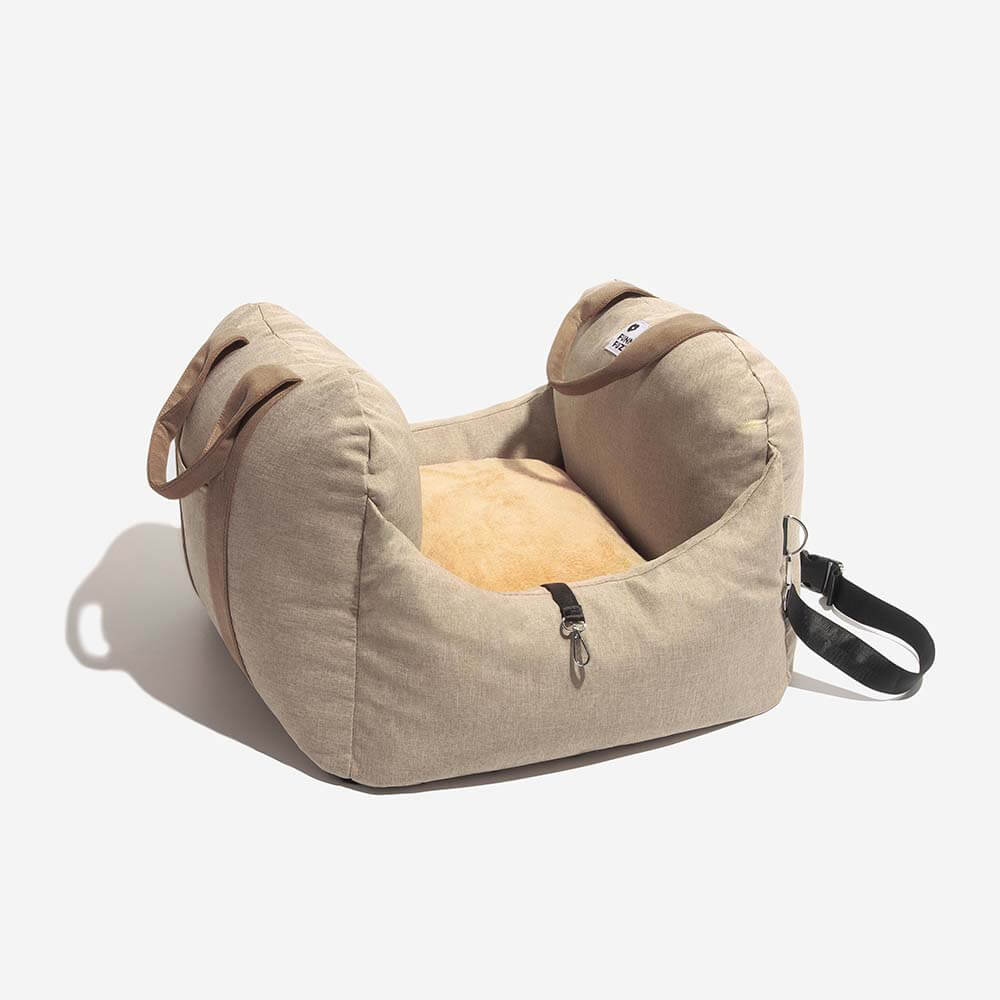 Portable Pet Carrier Booster Seat with Safety Harness and Washable Cover for Small Dogs
