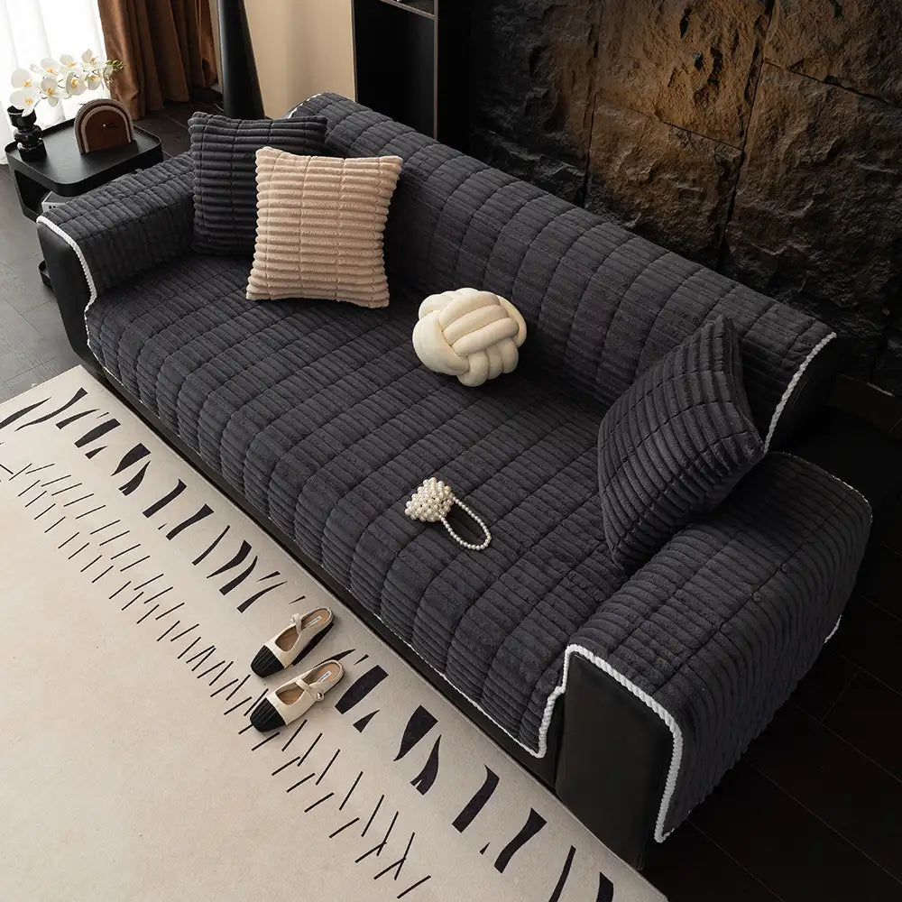 Quilted Furniture Protector with Moisture Barrier Non-Skid Backing for Couch Loveseat Chair Pet-Friendly Machine Washable Soft Flannel