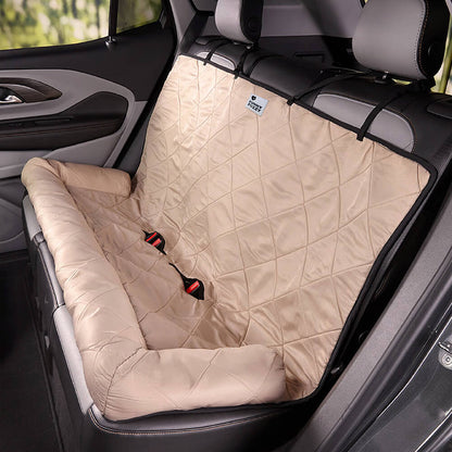 Padded Pet Car Seat Cover Protector with Bolsters for Back Seat – Quilted Waterproof Auto Bench Liner for Dogs & Cats