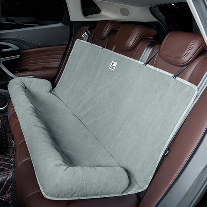 Padded Pet Car Seat Cover Protector with Bolsters for Back Seat – Quilted Waterproof Auto Bench Liner for Dogs & Cats