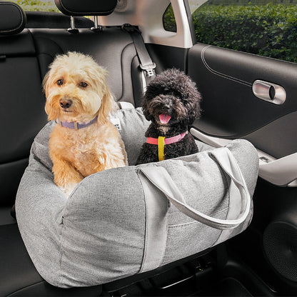 Portable Pet Carrier Booster Seat with Safety Harness and Washable Cover for Small Dogs
