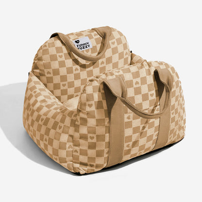 Portable Pet Carrier Booster Seat with Safety Harness and Washable Cover for Small Dogs